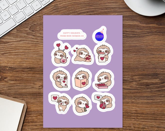 Cute Sloth Valentines Day Sticker sheet