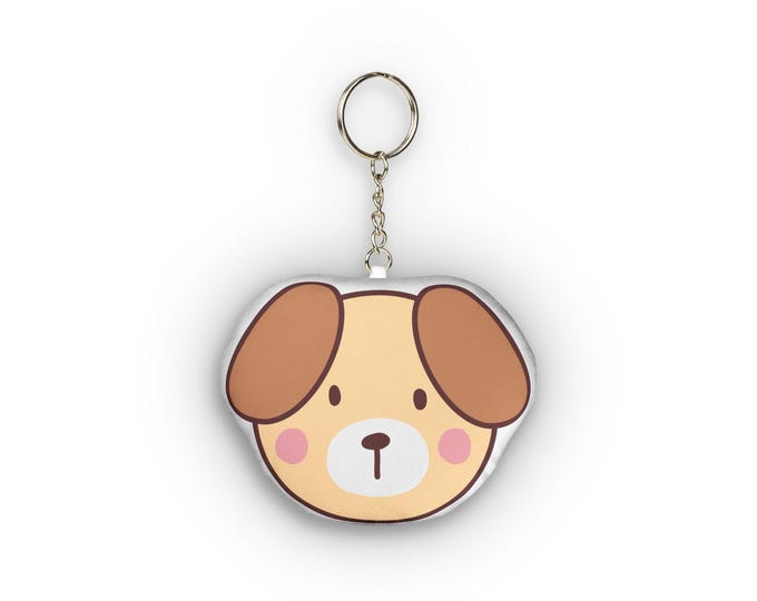 Cute Puppy Face Custom Shape Mini Plush Keychain | Dog Plush Keychain