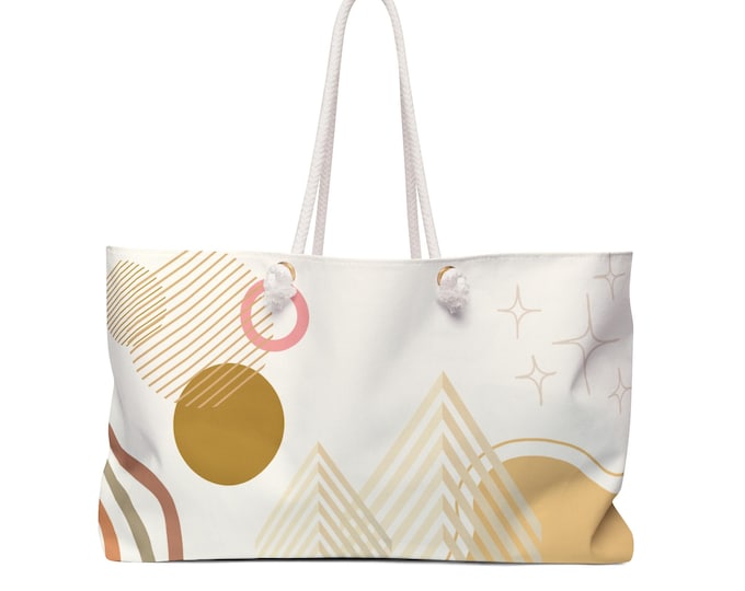 Abstract Geometric Circles and Lines Weekender Bag | Modern Tote