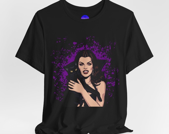 Gothic Cat Lover Tee | Witchy Vibes, Unisex T-shirt for Halloween, Casual Wear, Gift for Cat Lovers and Witches