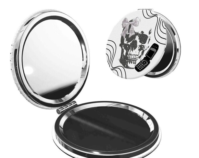 Y2K Black and White Round Shape Portable Pocket Mirror