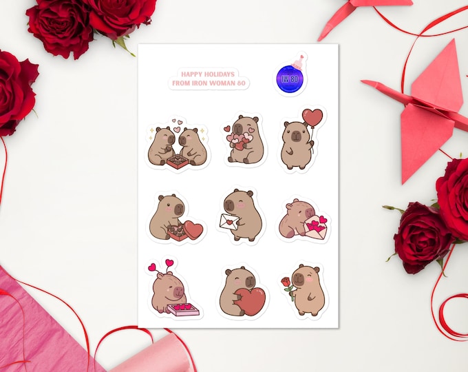 Capybara Valentines Day Sticker sheet