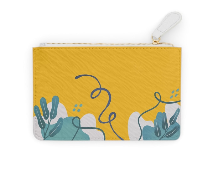 Mustard Abstract Vines Mini Clutch Bag | Botanical Illustration