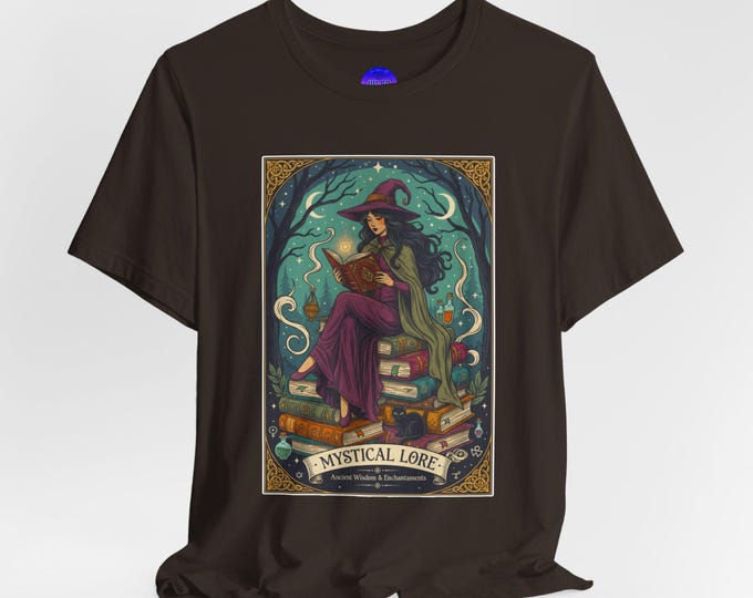 Mystical Lore Unisex Tee, Relaxed Witchy T-Shirt, Magical Reading Shirt, Gift for Book Lovers, Cozy Halloween Apparel