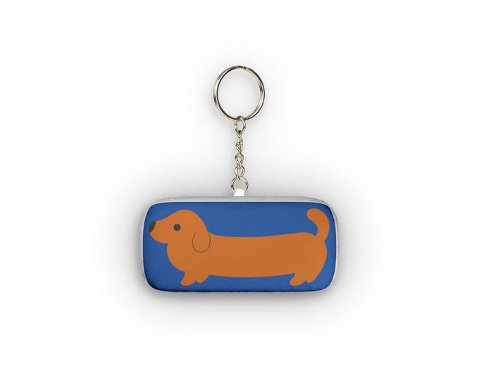 Orange Dachshund Illustration Custom Shape Mini Plush Keychain | Dog Silhouette
