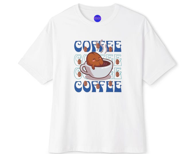 Coffee Lover Oversized T-Shirt, Unisex Boxy Fit Tee, Cute Graphic Top, Relaxed Fit, Gift for Her or Him, Iron Woman 80