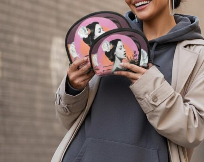 Clean Girl Minimalist Native Berry Storage Bags Set of 2 | Travel Makeup Organizer | Toiletry Cosmetic Pouch Gift for Women