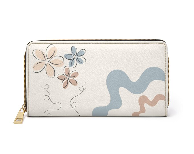 Pastel Floral Abstract Zipper Wallet | Flower Pattern Wallet