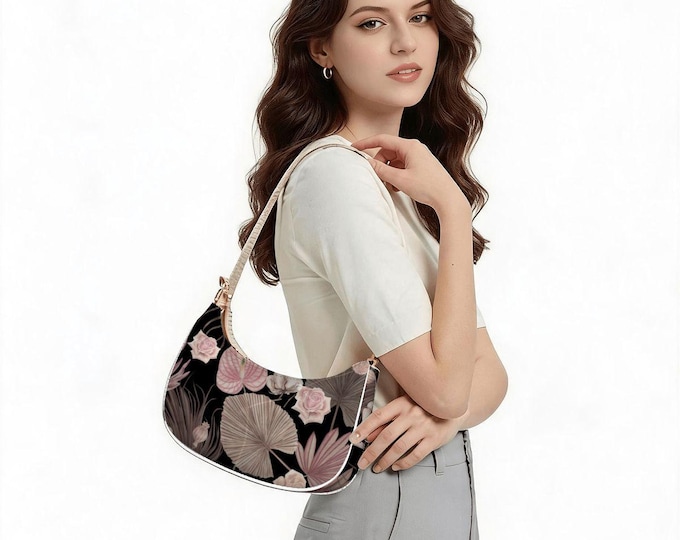 Pink Black Tropical Louts Shoulder Bag