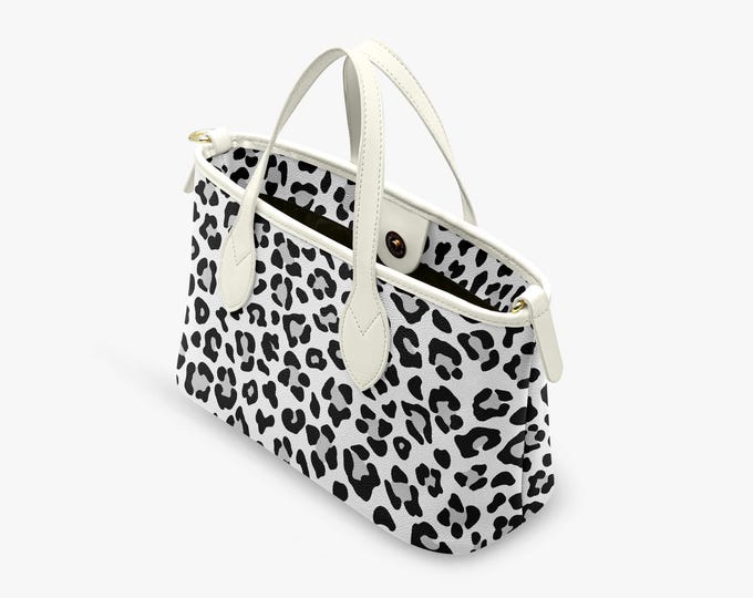 Snowy Leopard Small Handheld Tote Bag