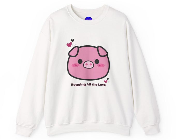 Pig Face Crewneck Sweatshirt - Playful Text Hogging all the love