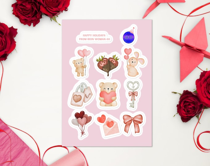 Valentines Day Glossy Sticker Sheet - Stuffies