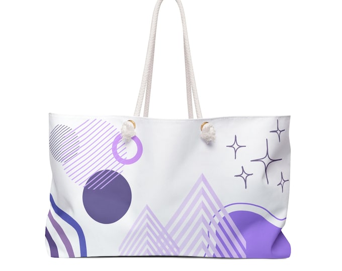 Abstract Purple Geometric Weekender Bag | Circles, Triangles & Stars