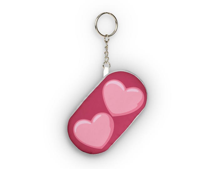 Pink Double Heart Custom Shape Mini Plush Keychain | Heart Plush Keychain