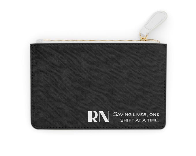 RN Nurse Logo Black Mini Clutch Wallet | Saving Lives One Shift At A Time