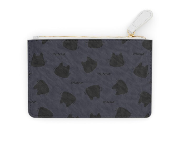 Black Cat Silhouette Mini Clutch Bag | Cat Pattern Zipper Pouch