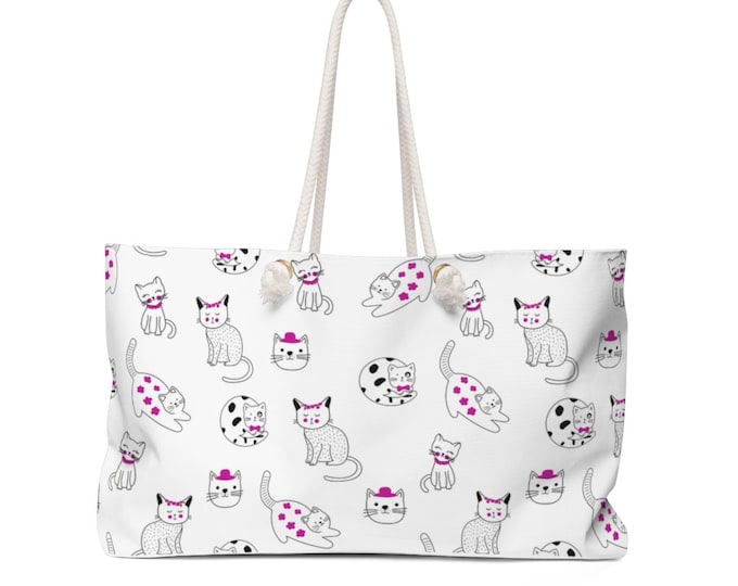 Cute Cats Black and White Weekender Bag