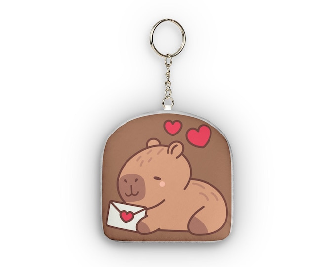 Cute Bear Holding Love Letter Custom Shape Mini Plush Keychain | Heart Charm
