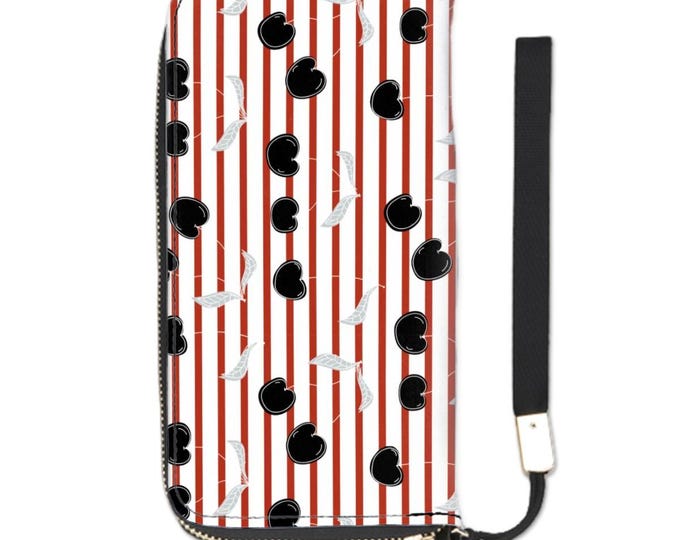 Cherry with Lines Black, Red and White Clutch Wallet for Women