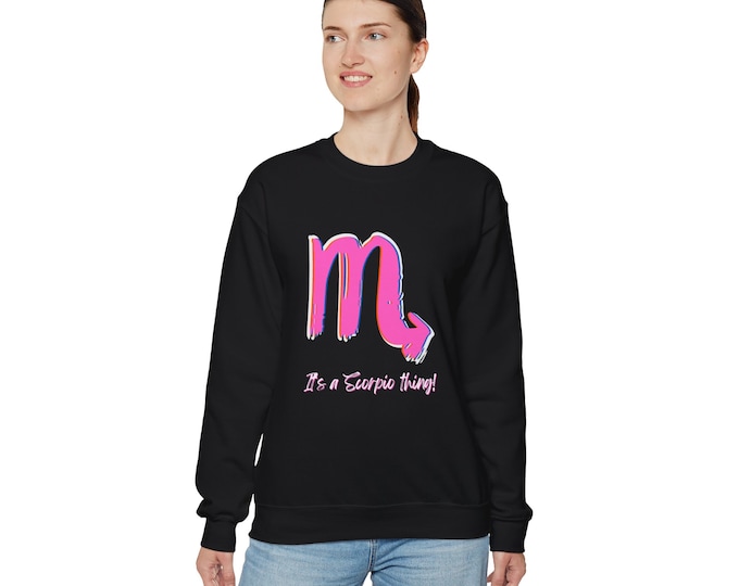 Unisex Heavy Blend Crewneck Sweatshirt, Pink/Black It's a Scorpio thing! Astrology Sign, Black Hoodie, Scorpio