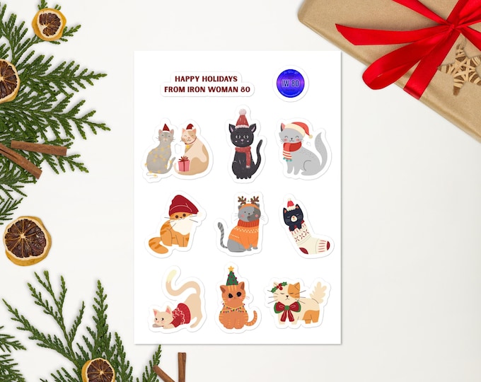 Cottagecore Christmas Cats Sticker sheet