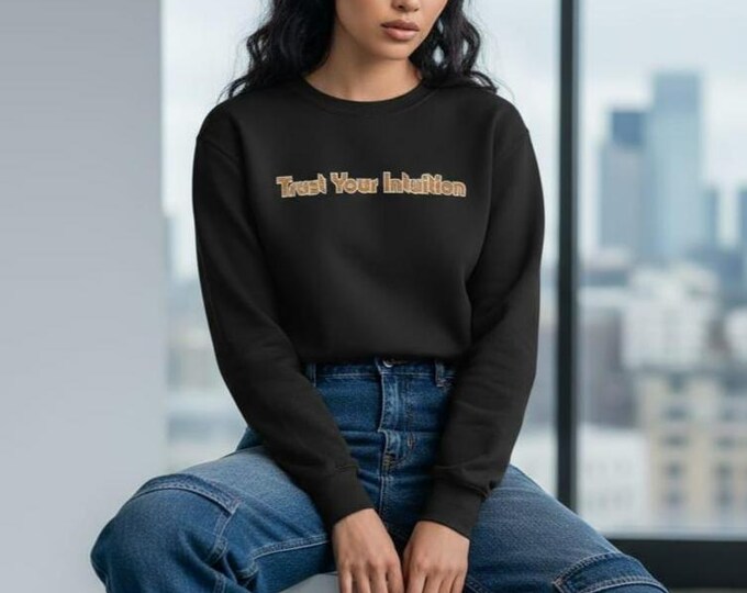 Trust Your Intuition text The Moon Tarot Sweatshirt | Retro Script Chest