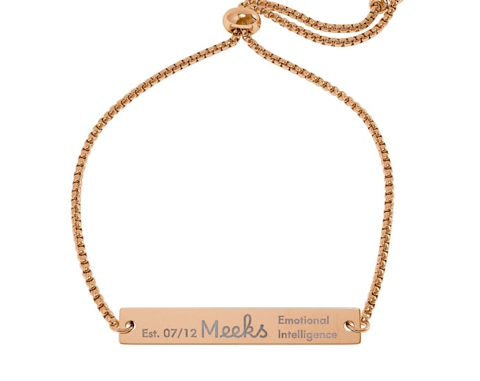 Custom Engraved Name Bracelet, 18K Gold Bar, Adjustable Chain