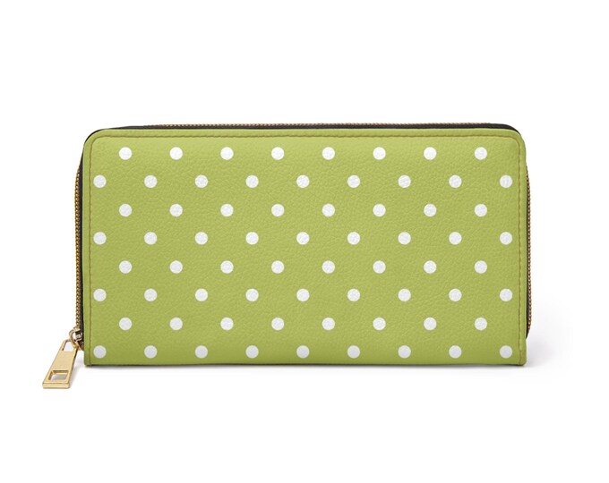Lime Polka Dot Zipper Wallet | White Dots, Chic Pattern