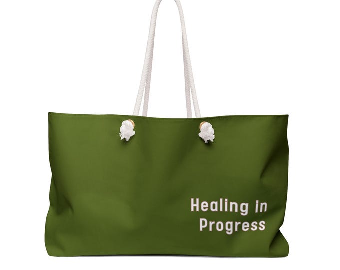 Healing in Progress Weekender Bag | Olive Canvas Travel Tote