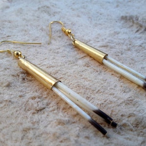Tin Coned Porcupine Quill Earrings