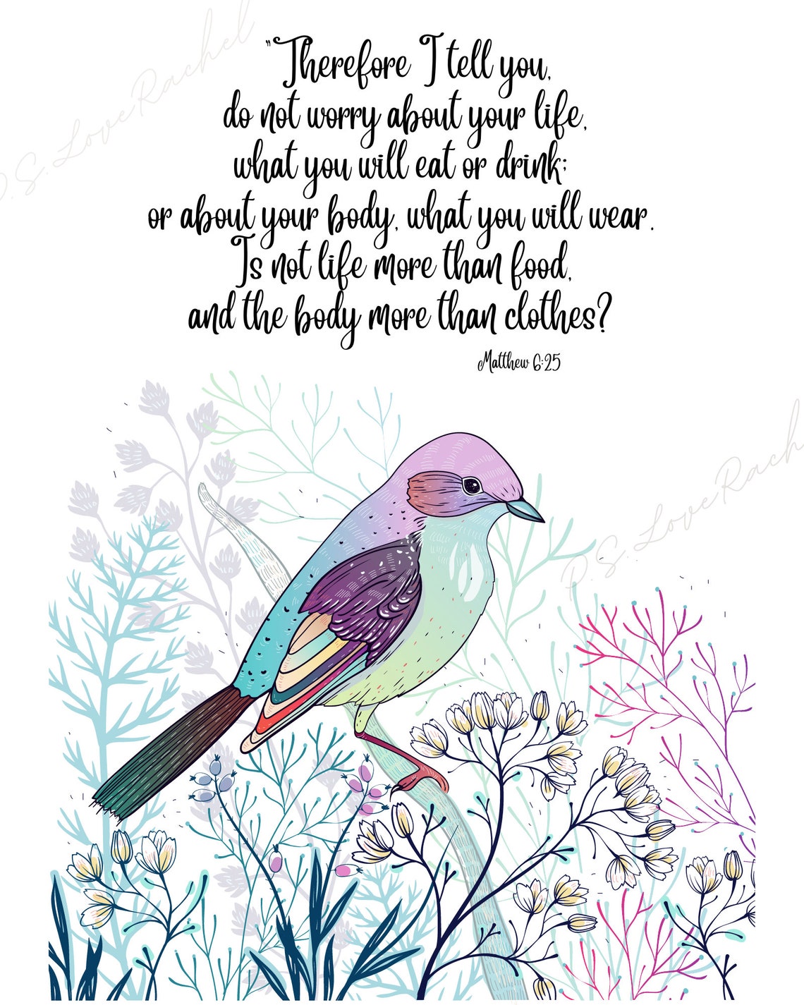 Matthew 6:25 Do Not Worry Birds Bible Verse Digital Print - Etsy