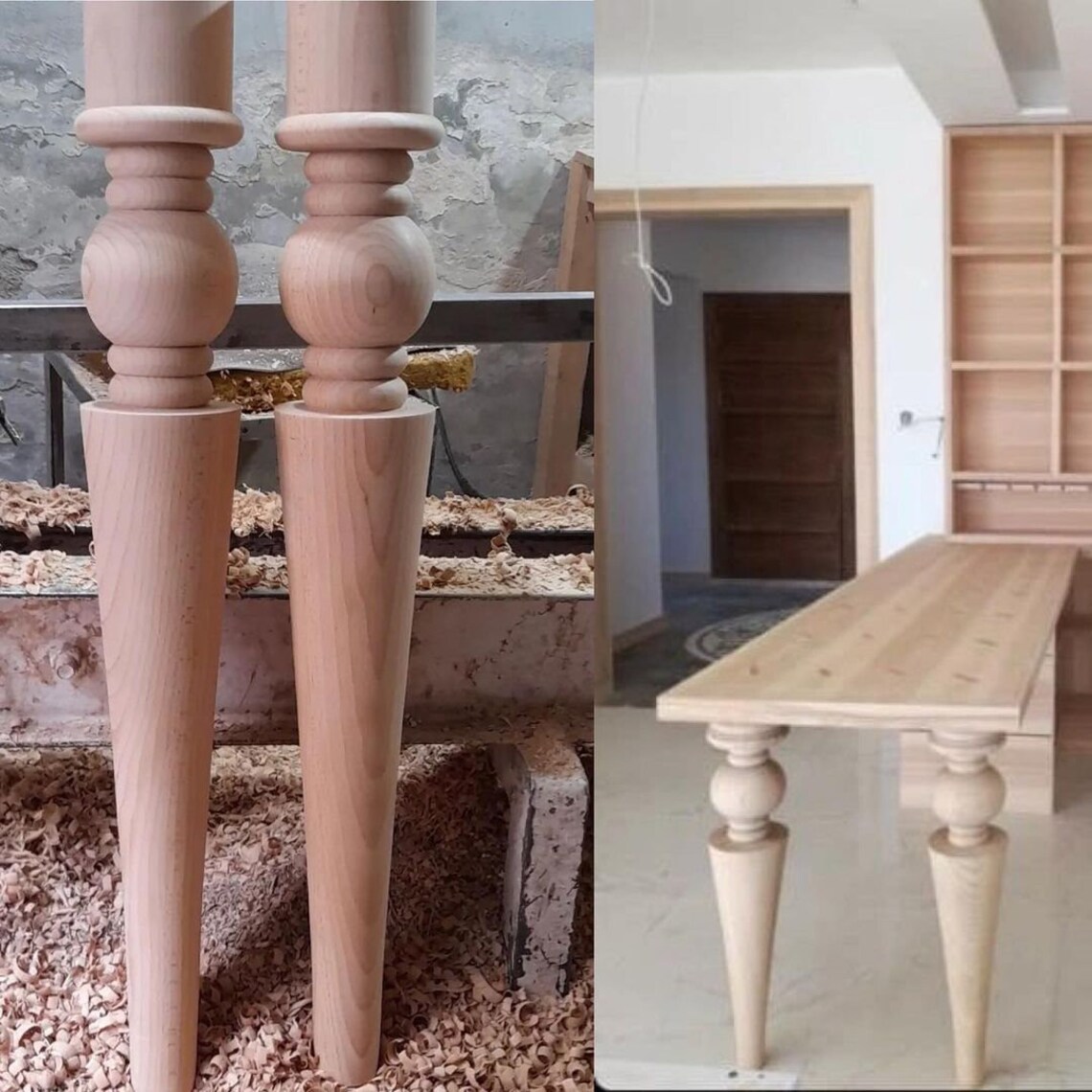 Lathe Wooden Legs, Wooden Leg, Natural Legs, Custom Made Table Legs