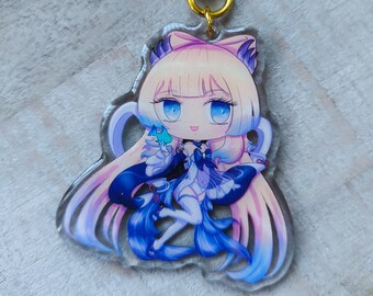 Kokomi Keychain – Genshin Impact, Water Healer, Chibi Kawaii Charm, Cute Glitter Detail, Anime Art | Linarahe Design | Limited Edition
