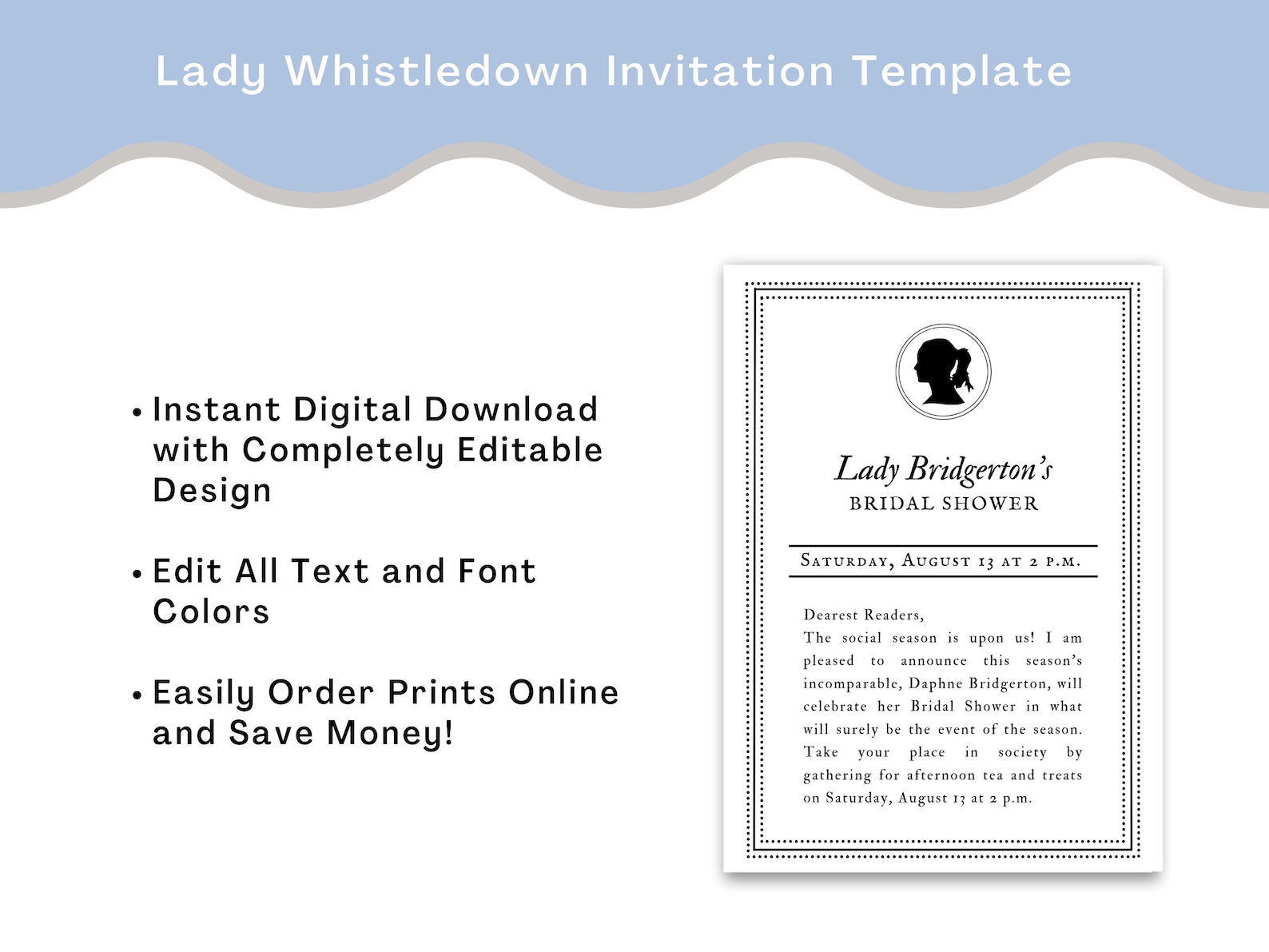 Editable Lady Whistledown Society Paper Invitation Etsy