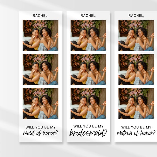 Photo Booth Film Strip Bridesmaid Proposal Card, Will You Be My Bridesmaid Card, Unique Bridesmaid Proposal Card, Customizable Template