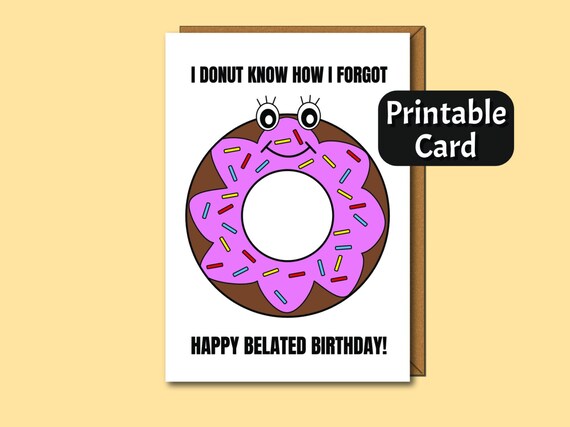 Donut Printable Birthday Card Digital Card Digital | Etsy