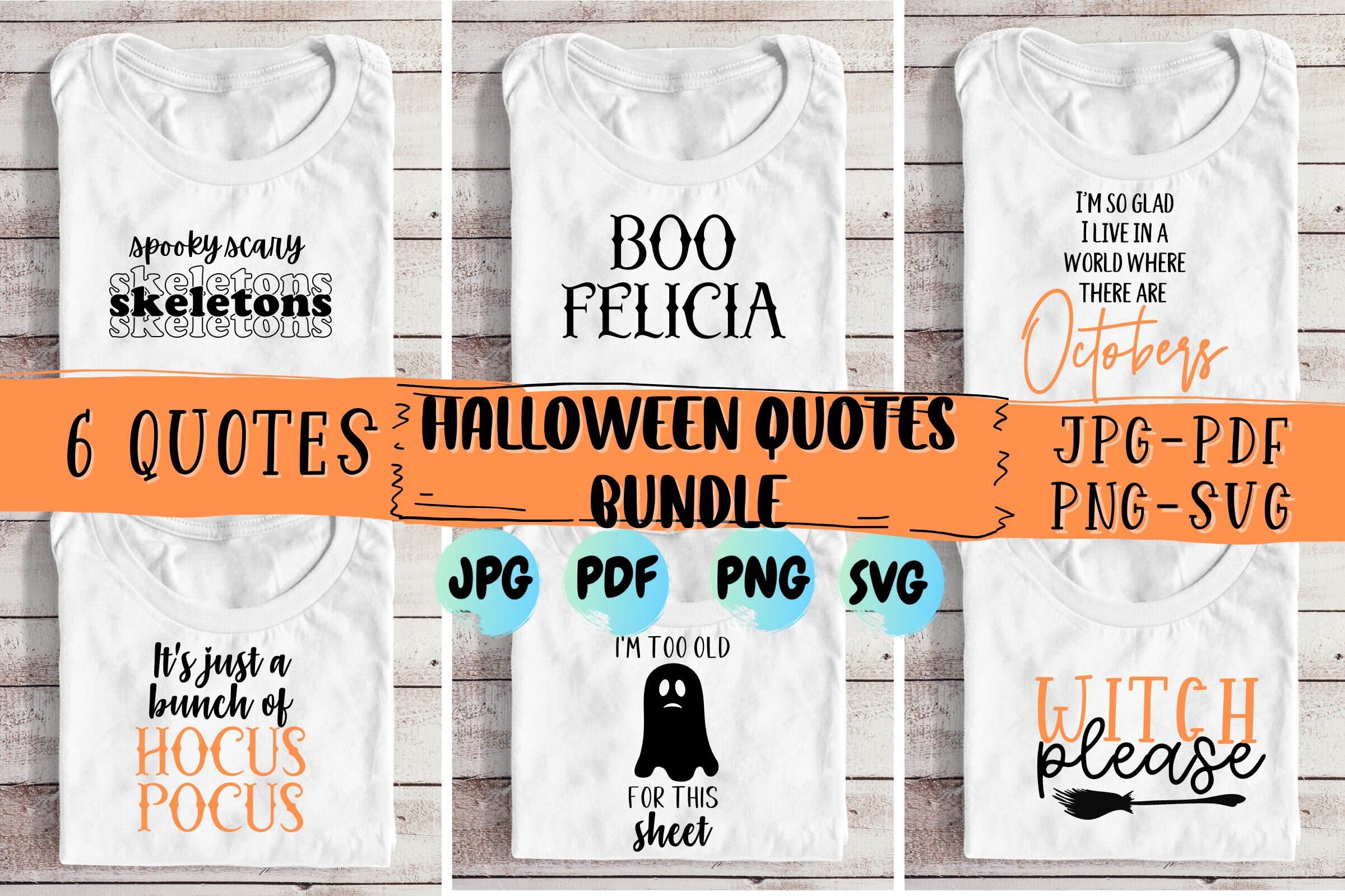 Funny Halloween Quote SVG Bundle: Spooky T-Shirt Designs (Digital Download)