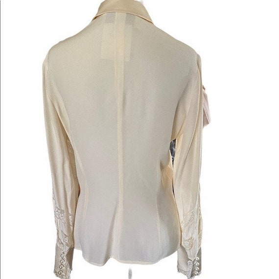 Vtg Valentino satin & laceTuxedo Embellished top - image 2