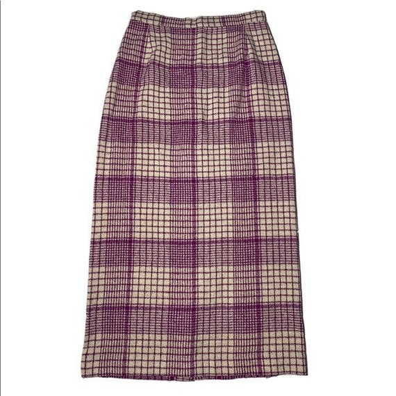 Missoni, Vintage Missoni Plaid Knit Skirt pinkish/purple Cream Button Front SZ 42