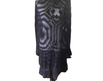 1990s Jean Paul Gaultier Sheer Silk Devore Black Velvet & Knit Dress Tunic SZ XL