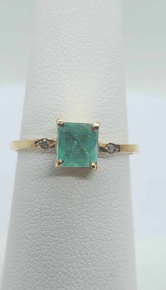 Natural Colombian Emerald Womens Ring 18K Yellow … - image 1