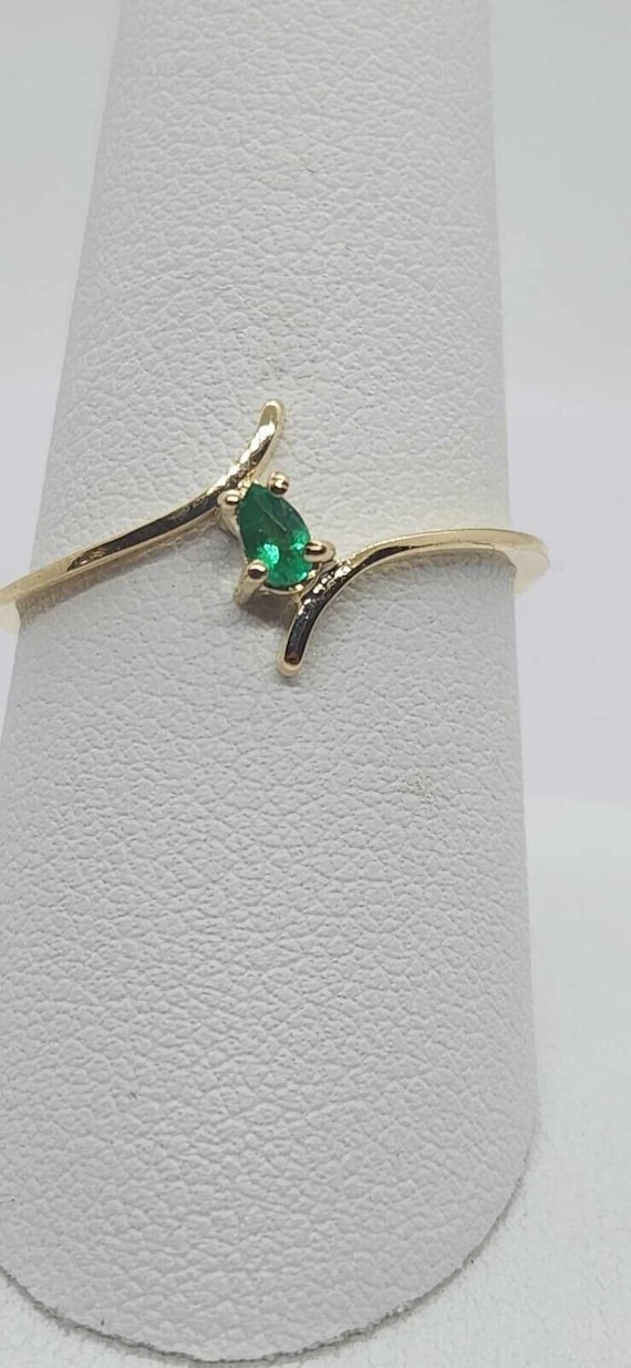 Natural Colombian Emerald Ring 18K Yellow Gold Sz 