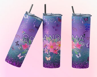 Vaso envolvente de abuela, vaso delgado png, vaso de abuela, regalo de cumpleaños, diseño de sublimación recto y cónico, descarga digital PNG.