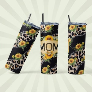 Mom Sunflower Tumbler, Skinny Tumbler,Mother's Day Tumbler , Birthday Gift,PNG Sublimation Design straight & tapered , PNG Digital Download.