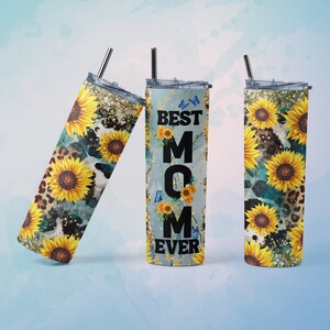 Mom  wrap Tumbler,Mother's Day Tumbler, Sunflower Tumbler ,20 oz Skinny Tumbler ,Sublimation Design Straight & Tapered ,PNG Digital Download