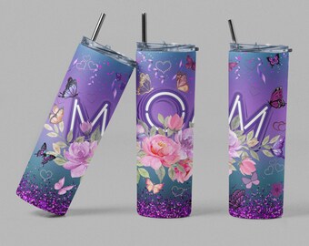 Bicchiere Mom Wrap, Bicchiere Skinny, Bicchiere per la Festa della Mamma, Regalo di Compleanno, Design a sublimazione PNG dritto e affusolato, Download digitale PNG.