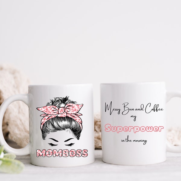 Mamatasse personalisierbar, Geschenkidee für Mamas, Kaffeetasse für Mütter, Messybun Tasse, Liebevolle Muttertasse, Tasse für Supermamas,