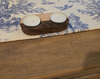 Walnut and Maple Tea Candle holder with candles