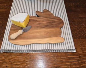Unique Rabbit Design on Hickory, Cherry or Walnut Cutting Board - Spring Kitchen Decor