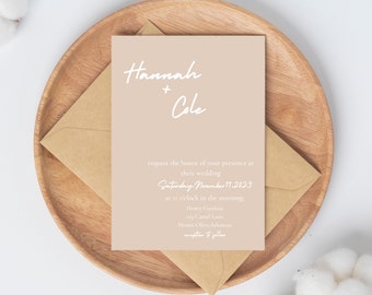 Beige Wedding Invitation w/Envelopes